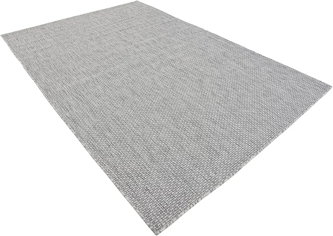 Unique Loom Collection Casual Transitional Solid Heathered Indoor/Outdoor Flatweave Area Rug (6' 1" x 9' Rectangle, Light Gray/Ivory) - Image 5
