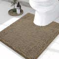 Smiry Luxury Chenille Toilet Rugs U-Shaped 24x20, Soft Absorbent Non-Slip Contour Bathroom Rugs for Toilet, Machine Washable Contoured Bath Mats, Camel by Smiry