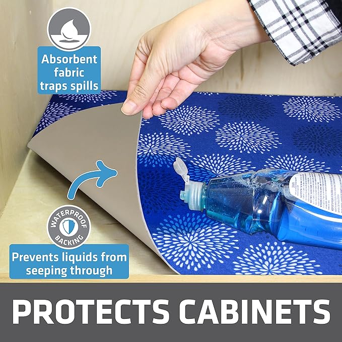 Drymate Premium XL Under Sink Mat, Waterproof Cabinet Protection Mats for Kitchen & Bathroom, Absorbent Shelf Liners, Slip-Resistant, Non-Adhesive, Machine Washable (USA Made)(24”x59”)(GoodBlue) - Image 2