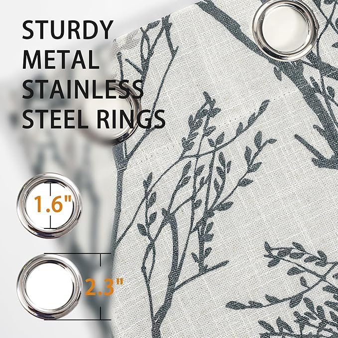 DriftAway Linen Printed Blackout Curtains Tree Branch Pattern Double Layer 84 Inches Long for Bedroom Classic Thermal Insulated Summer Sound Lined Grommet Drapes for Living Room 2 Panels Gray/Linen - Image 8