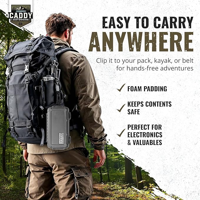 Waterproof Storage Case 1.2 L Capacity – Heavy-Duty Gear Box with Foam, Carabiner & Lanyard – Crushproof, Airtight Outdoor Container for Camping, Hiking, Fishing - Image 3