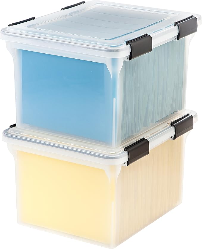 IRIS USA 32 Quart WEATHERPRO Plastic Storage Box with Durable Lid and Seal and Secure Latching Buckles, Clear with Black Buckles, 6 Pack - Image 9