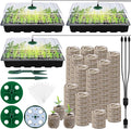 3 Pack Seed Starter Tray Kit with Grow Light Germination Trays with Humidity Dome, 120 Peat Pellets, Gardening Tools, Plant Labels, Plant Growing Trays for Seeds Growing Starting, Black by Hahood