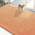 OLANLY Dog Door Mat for Muddy Paws 48x30, Absorbs Moisture and Dirt, Absorbent Non-Slip Washable Doormat, Quick Dry Chenille Mud Mat for Dogs, Entry Indoor Entryway Carpet for Inside Floor, Orange by OLANLY
