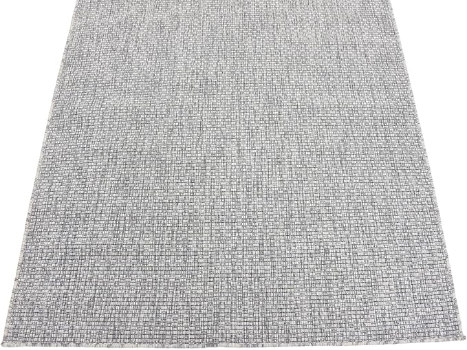 Unique Loom Collection Casual Transitional Solid Heathered Indoor/Outdoor Flatweave Area Rug (4' 1" x 6' 1" Rectangle, Light Gray/Ivory) - Image 6