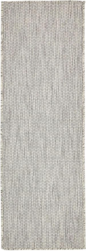 Unique Loom Collection Casual Transitional Solid Heathered Indoor/Outdoor Flatweave Area Rug (2' x 6' 1" Runner, Light Gray/Ivory) - Image 4