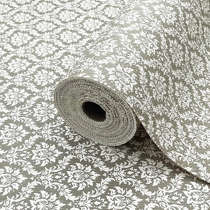 Drawer Liner and Shelf Liner for Kitchen Cabinet Liner Non-Adhesive Non-Slip Shelf Paper, Thick Strong Grip Waterproof Easy to Clean for Shelves, Cupboard, Desks, Baroque Pattern, 12 in x 10 FT by TheBaDaz