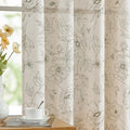 jinchan Floral Linen Curtains for Living Room 84 Inch Length Green Flower Curtain Rod Pocket Back Tab Farmhouse Curtains with Printed Floral Bedroom Window Curtain Set, 2 Panels Green by JINCHAN