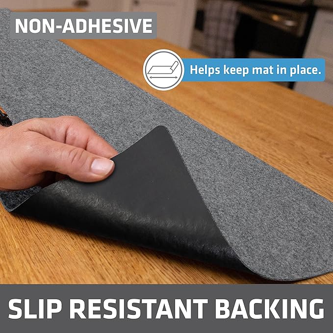 Drymate Premium Luxury Shelf & Drawer Liner, Thick Cushioned Fabric, Non-Adhesive, Absorbent, Waterproof, Slip-Resistant, Liners for Kitchen Cabinets, Cupboards(USA Made)(12”x59”)(24-Pack)(Light Grey) - Image 2