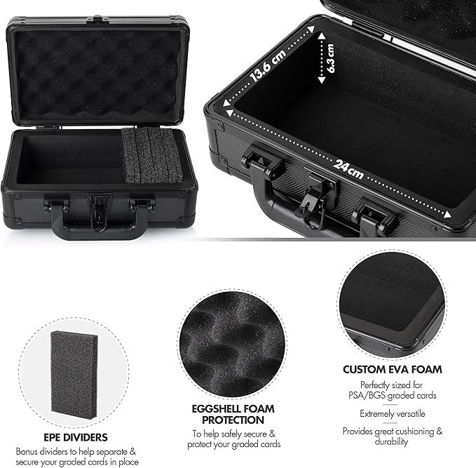 FunGuys Modern Graded Card Storage Box, Black Aluminum, Holds 43 Slabs, Sports & Pokemon Cards, PSA, BGS, SGC, 11 x 7 x 4.7 Inches - Image 4