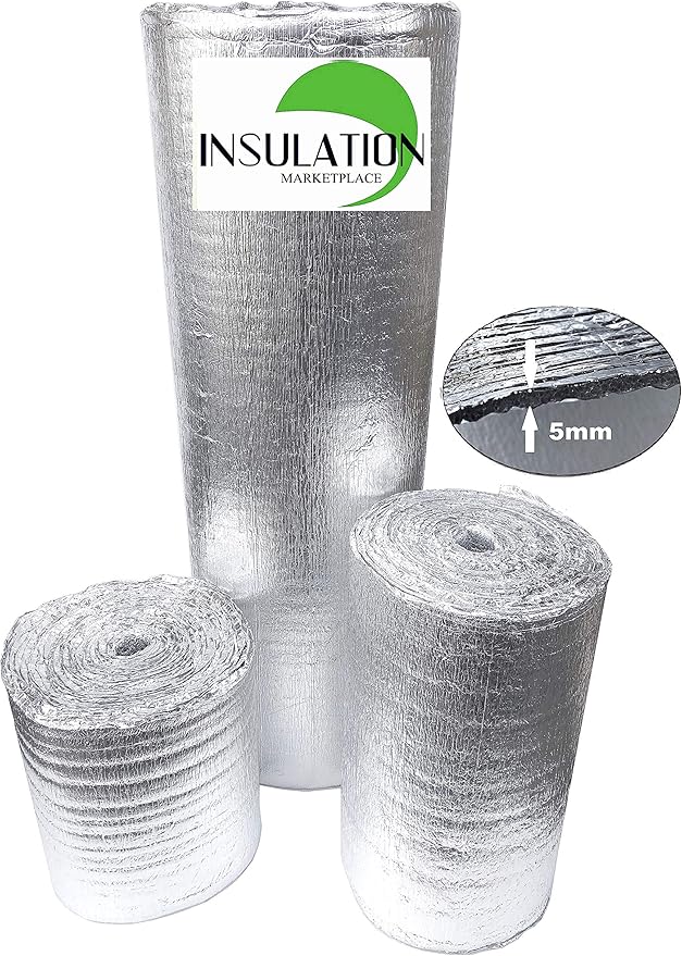 SmartSHIELD -5mm 24''X50ft Reflective Insulation Roll, Foam Core Radiant Barrier, Heat-Cold Shield, Thermal Foil Insulation - Pure Aluminum by INSULATIONMARKETPLACE