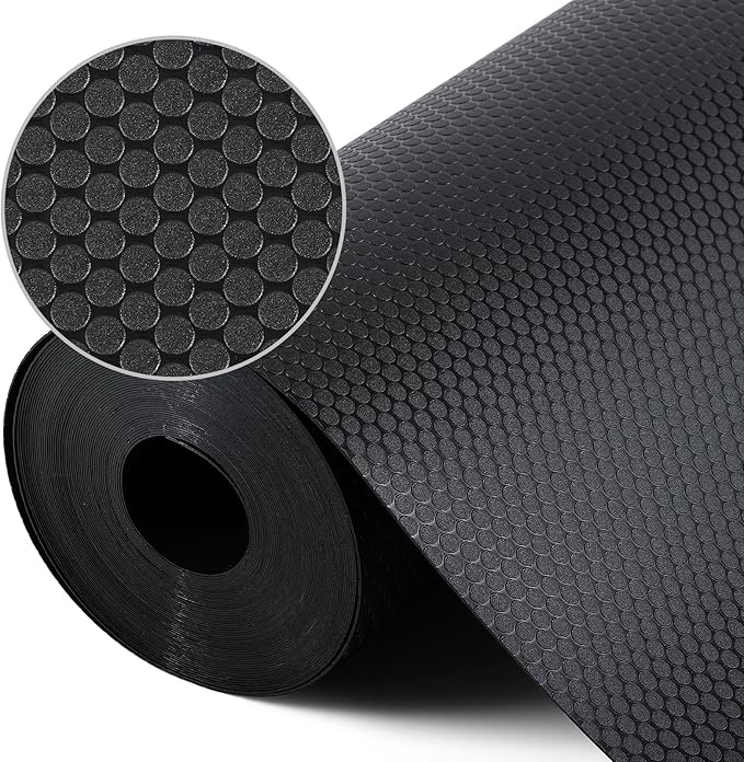 Shelf Liners for Kitchen Cabinets Non Adhesive Drawer Liner for Bathroom Waterproof Refrigerator Liners for Shelves Fridge Plastic Mats Cabinet Cupboard Liner Black 11.8 x 118 Inches by StaHom