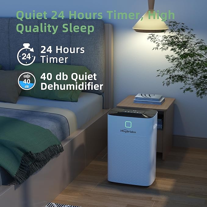 HOGARLABS 50 Pint Dehumidifiers for Home and Basements, with 3 Working Modes, Overflow Protection, and Auto Shut off Restart. Ultra Silent Dehumidifier with Drain Hose and Digital Control Panel. - Image 5