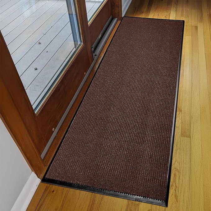 MaxMat® Large Waterproof Doormat - Heavy Duty, Commercial, Low-Profile, Easy to Clean, Rubber Floor Mat (2 x 6 Feet, Brown, MXM-RIB0026BR) - Image 9