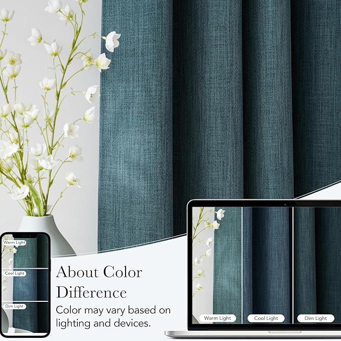 NICETOWN Greyish Blue Room Darkening Rod Pocket Curtains 63 inch Length, W42 x L63, Light Blocking Thermal Insulated Noise Reducing Drapes for Bedroom Living Room Farmhouse Decor, 2 Panels - Image 5