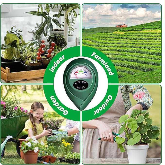 iPower 2-Pack Soil Moisture Meter for Plant Water Test Hygrometer Monitor for Garden, Lawn, Farm, Indoor and Outdoor Use, Tester, Green - Image 7