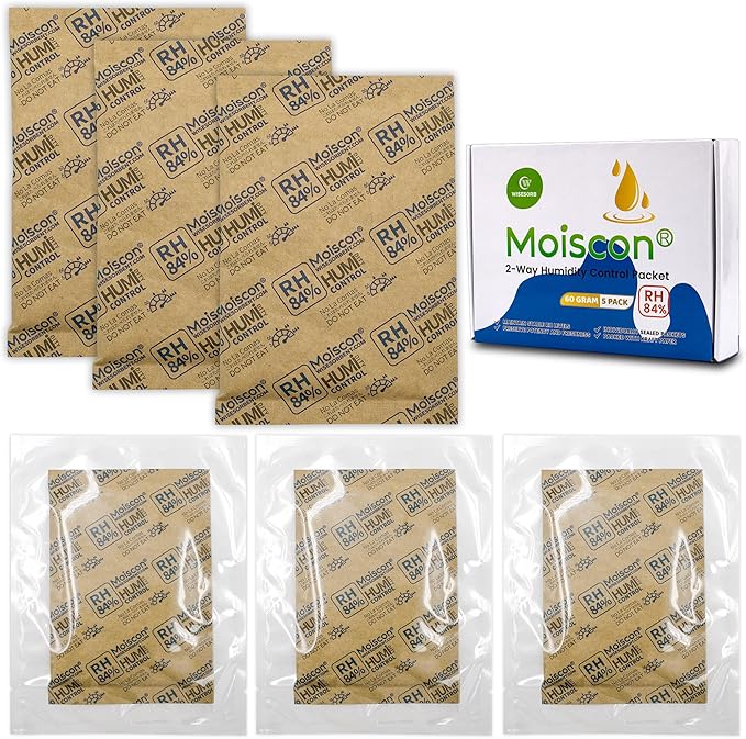84% Two-Way Humidity Control Packs for Storing 1 lb – Size 60 – 10 Pack – Seasoning Packets Moisture Control Packets Individually Wrapped, Humidifier Packs for Season Wood Humidifier Boxes by Wisesorb