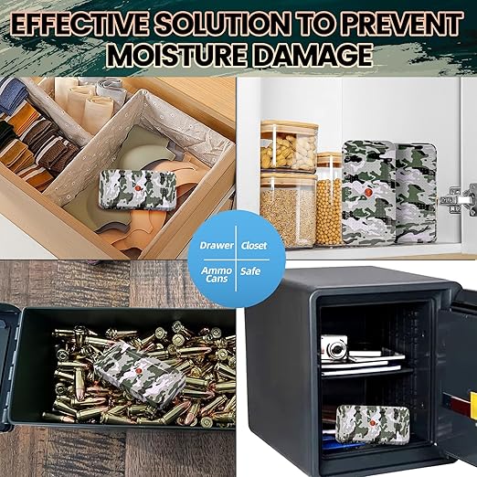 100 Gram Camouflage Gun Safe Dehumidifier Silica Gel Canister Rechargeable Dehumidifier Desiccant Reusable Indicating Desiccant Moisture Absorber with Visible Window [30PACK] - Image 6