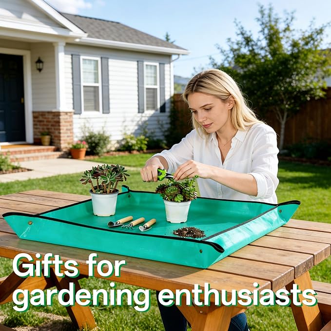 5-Piece Gardening Tool Set with Repotting Mat, Mini Garden Tools for Indoor Plants, Waterproof Potting Mat, Garden Gifts for Women & Men, Succulent Tools Set - Image 2