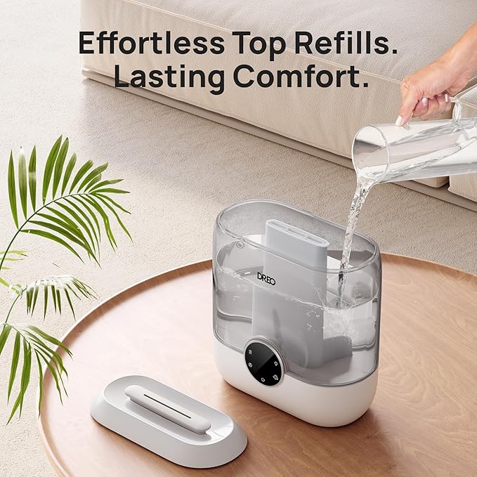 DREO 6L Top Fill Humidifiers for Bedroom, 60H Runtime 28 dB Quiet Supersized Cool Mist Air Humidifiers for Large Room, Baby Nursery, Plant, Indoor, Night Light, Easy to Clean, Precise Humidity Control - Image 6