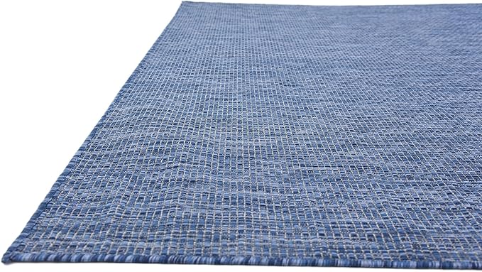 Unique Loom Collection Casual Transitional Solid Heathered Indoor/Outdoor Flatweave Area Rug (7' 1" x 10' Rectangle, Blue/Navy Blue) - Image 8
