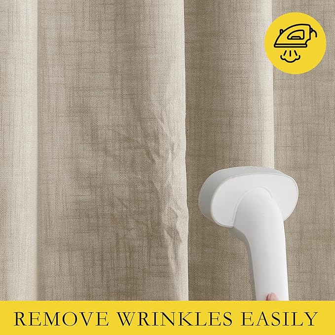 NICETOWN Taupe 100% Blackout Linen Curtains 84 inch Long Burg, Farmhouse Thick Completely Blackout Window Treatment Panels Thermal Insulated Drapes for Living Room (1 Pair, 42" Width Each Panel) - Image 7