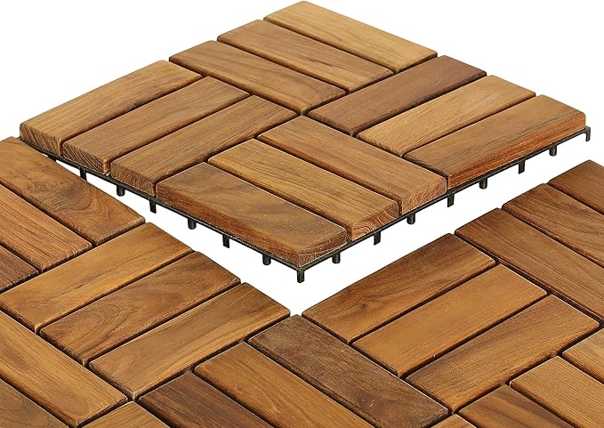 Bare Decor EZ Teak Flooring 12 Slat, Brown, 1 Sample Tile by BareDecor