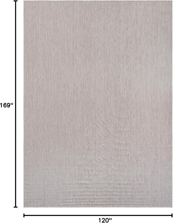 Unique Loom Outdoor Solid Collection Area Rug (10' x 14' 1" Rectangle Beige/Ivory) - Image 2