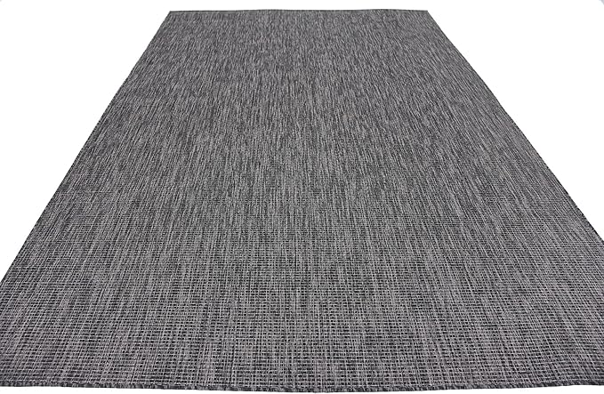 Unique Loom Collection Casual Transitional Solid Heathered Indoor/Outdoor Flatweave Area Rug (7' 1" x 10' Rectangle, Black/Ivory) - Image 6