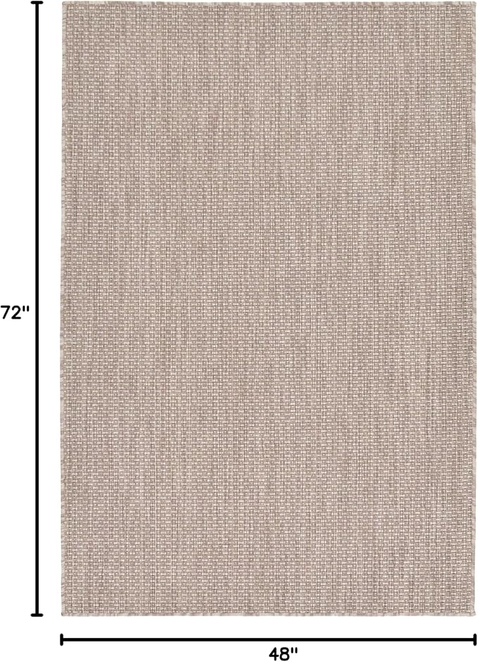 Unique Loom Collection Casual Transitional Solid Heathered Indoor/Outdoor Flatweave Area Rug (4' 1" x 6' 1" Rectangle, Beige/Ivory) - Image 2