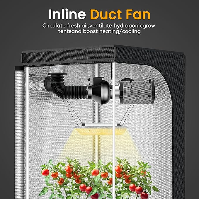 HealSmart 4 Inch Inline Duct Fan, 195 CFM Ventilation Fan, Exhaust HVAC Vent Blower for Hydroponics, Grow Tents, Basements, Attics, 1 Pack, Black - Image 6