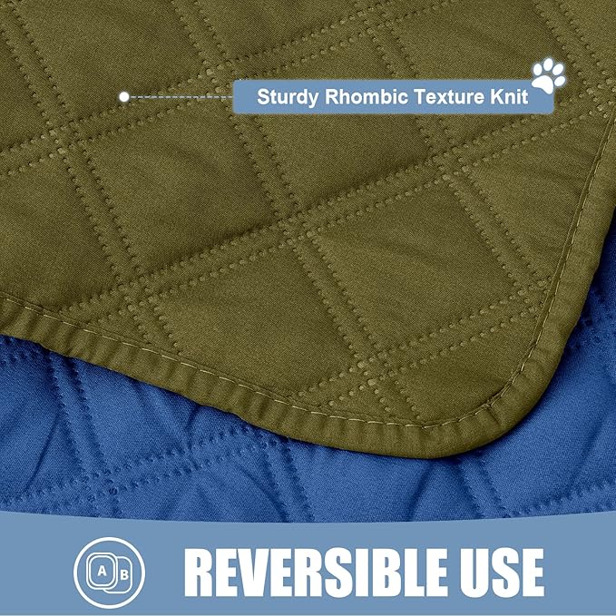 Smiry Waterproof Dog Bed Cover Pet Blanket, Soft Washable Dog Blanket for Furniture Bed Couch Sofa Reversible, Checkered (30"x53", Green/Navy) - Image 4