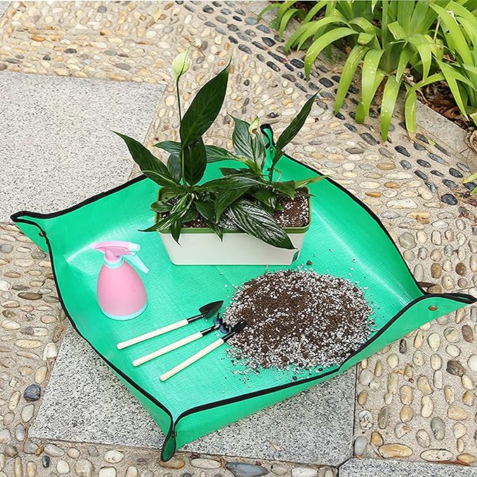 BIUWING 2PCS 39.4" x 39.4" Plant Repotting Mat Waterproof Transplanting Mat Indoor Succulent Potting Mat Portable Gardening Soil Changing and Watering mat Square and Foldable Garden mat - Image 6