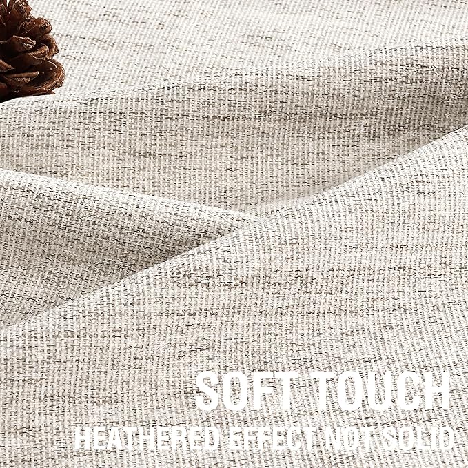 H.VERSAILTEX Chenille Linen Blackout Curtains for Bedroom Thermal Insulated Textured Linen Look Curtains with White Flocking Coating Back, 42" W x 63" L, Heathered Natural(Not Solid) - Image 4