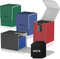 Mlikero 4 Pack Card Deck Box, Commander Deck Box Holds 400+ Single Sleeved Cards with 4 Dividers, Leather Magnetic Card Box Fit for MTG, TCG (4 Colors) by Mlikero