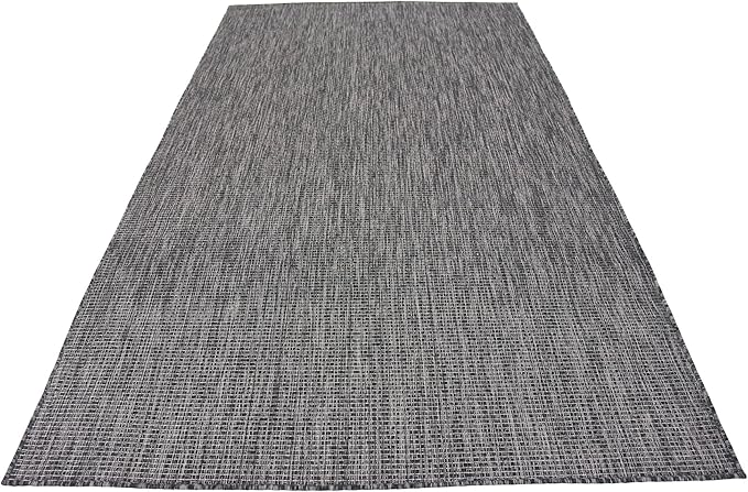 Unique Loom Collection Casual Transitional Solid Heathered Indoor/Outdoor Flatweave Area Rug (5' 1" x 8' Rectangle, Black/Ivory) - Image 6