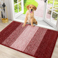 Smiry Dog Door Mat for Muddy Paws, Absorbs Moisture and Dirt, Low-Profile Entryway Mat with Non-Slip Backing, Entry Indoor Outdoor Doormat for Inside Floor (30x20 Inches, Burgundy, Striped) by Smiry