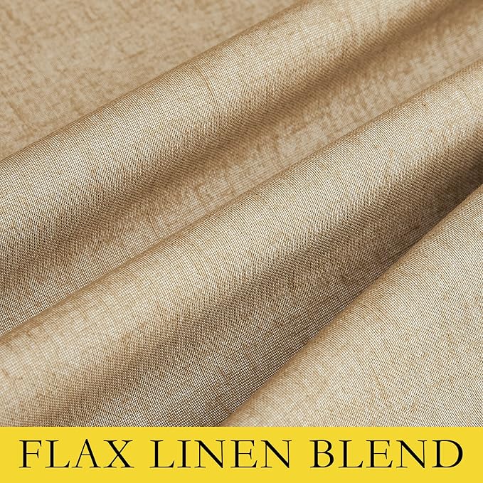 NICETOWN 100% Absolutely Blackout Linen Curtains with Thermal Insulated White Liner, Camel, W42 x L72, 2 Panels, Long Curtains 72 inch Length for Patio Door, Doorway, Office, Overnight Shiftworker - Image 7