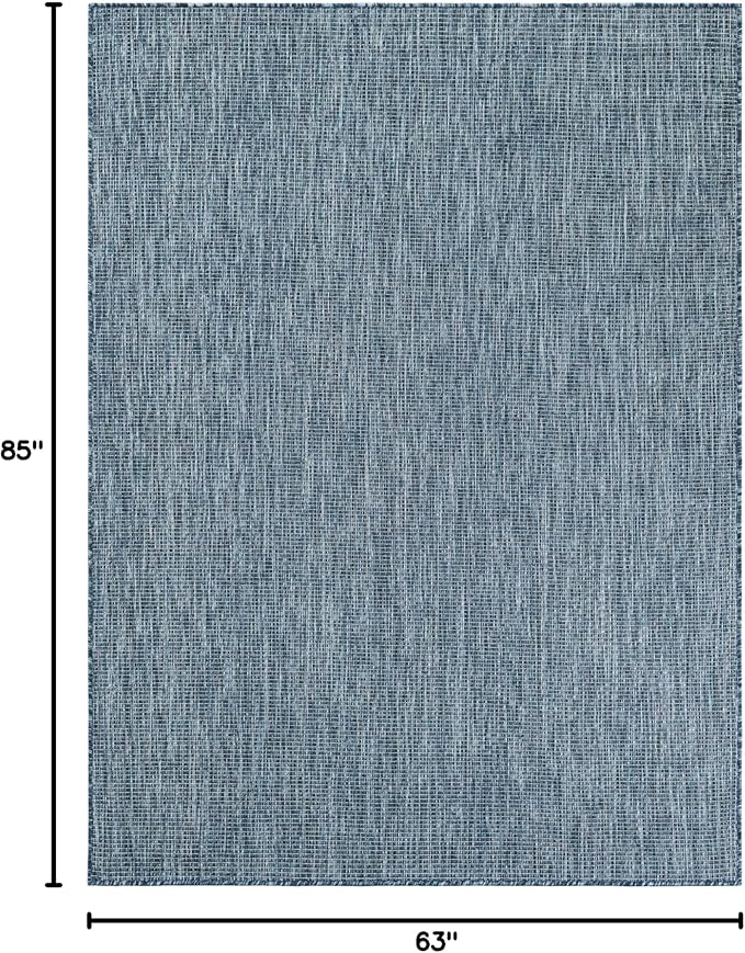 Unique Loom Outdoor Solid Collection Area Rug (5' 3" x 7' 1" Rectangle Blue/Navy Blue) - Image 2