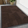 Smiry Front Door Mat Outside Entrance, Heavy Duty Sturdy Natural Rubber Doormat, Trap Dirt and Moisture, Easy Clean Low Profile Mats for Indoor Outdoor Entry, Irregular Triangle (47x32, Dark Brown) by Smiry