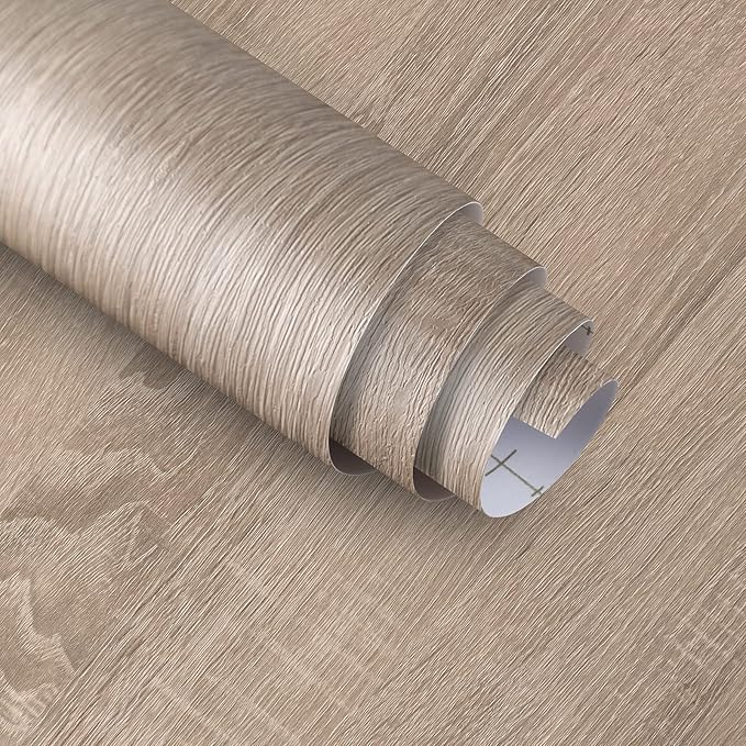 354x24 Inch Light Wood Wallpaper Peel and Stick Oak Wood Grain Contact Paper for Countertops Waterproof Thick Oak Wallpaper for Walls Kitchen Bedroom Cabinets Vinyl Wrap Grey Brown by BoobestPeelStickWallpaper