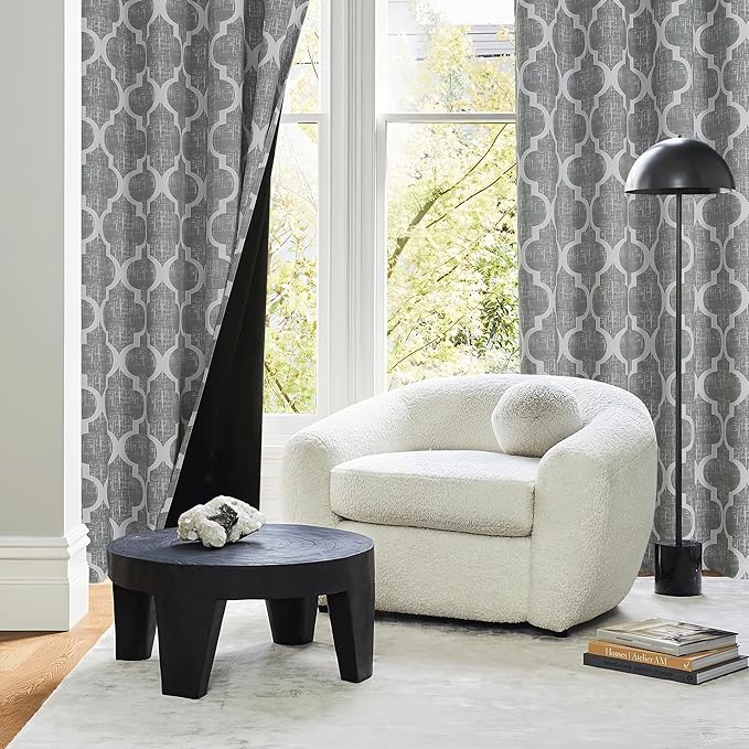 Beauoop 100% Blackout Curtains 54 Inches Long 2 Panels for Bedroom Living Room Grey Moroccan Geo Room Darkening Thermal Insulated Soundproof Grommet Top Window Treatments Drapes, 50x54 Set of 2 - Image 7