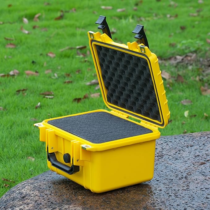 MEIJIA Portable All Weather IP67 Waterproof Camera Case,hard case with Customizable Fit Foam,Fit Use of Drones,Camera,Equipments,10.62 x9.68x6.87inches (Yellow) - Image 3