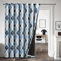 Beauoop 100% Blackout Curtains 96 Inches Long for Patio Sliding Door Blue Grey Extra Wide Moroccan Geo Room Darkening Thermal Soundproof Room Divider Grommet Window Treatment Drapes,100x96 Set of 1 by Beauoop