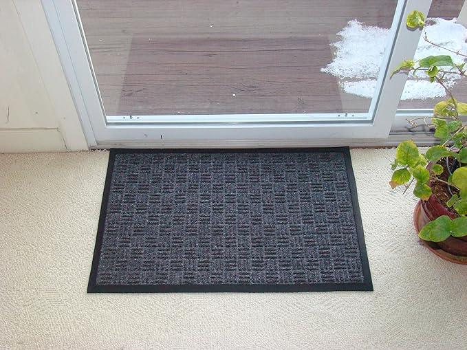 Kempf Water Retainer Front Door Mat, 24” x 36”, Black, Outdoor Indoor Entrance, Non-Slip, Low Profile, Natural Rubber Doormat, Traps Dirt and Moisture - Image 2