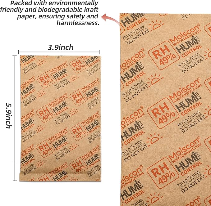 49% Two-Way Humidity Control Packs for Guitars & Wooden Instruments - 70g Moisture Absorbers Acoustic Guitar Humidifier for Case Maintenance - Individually Wrapped Hydration Packets[5 PACK] - Image 3