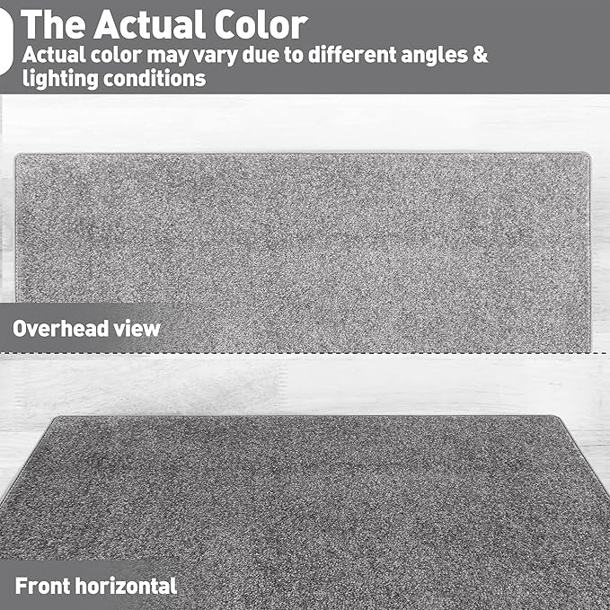 PURE ERA Carpet Stair Tread Landing Mat Tape Free Self Adhesive Non Slip Skid Resistant Indoor Doormat Area Rug Floor Mat for Kitchen Bathroom Workstations Washable 2' X 3' (Light Gray) - Image 8