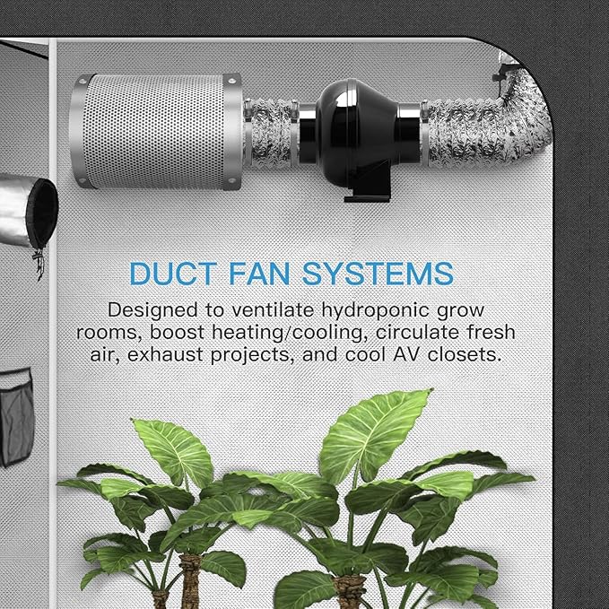 Simple Deluxe 4 Inch 195 CFM Inline Duct Ventilation Quiet Exhaust Vent Blower for HVAC Hydroponics Grow Tent, Attic, Basements or Kitchens, Upgrade Fan, Black - Image 7