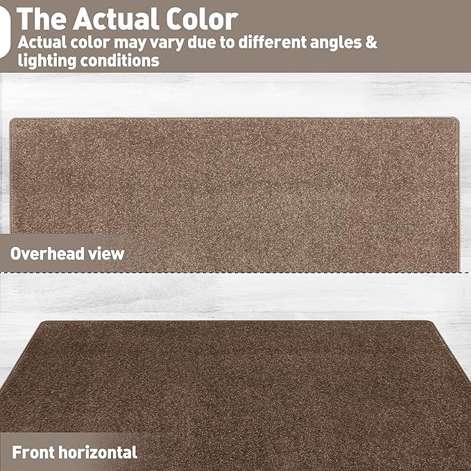 PURE ERA Carpet Stair Tread Landing Mat Tape Free Self Adhesive Non Slip Skid Resistant Indoor Doormat Area Rug Floor Mat for Kitchen Bathroom Workstations Washable 2' X 3' (Camel Brown) - Image 8