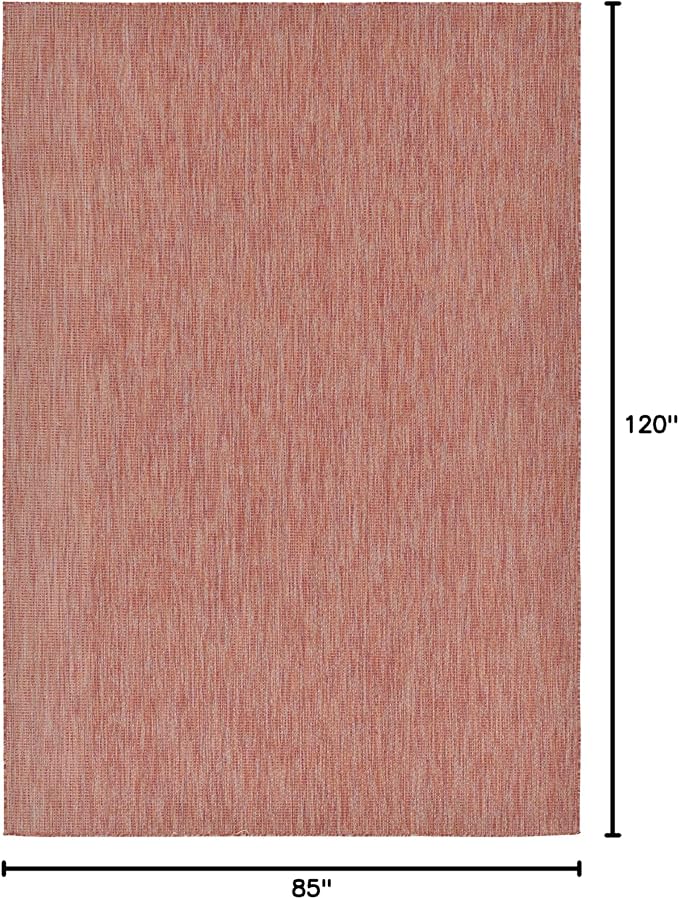 Unique Loom Collection Casual Transitional Solid Heathered Indoor/Outdoor Flatweave Area Rug (7' 1" x 10' Rectangle, Rust Red/Beige) - Image 2